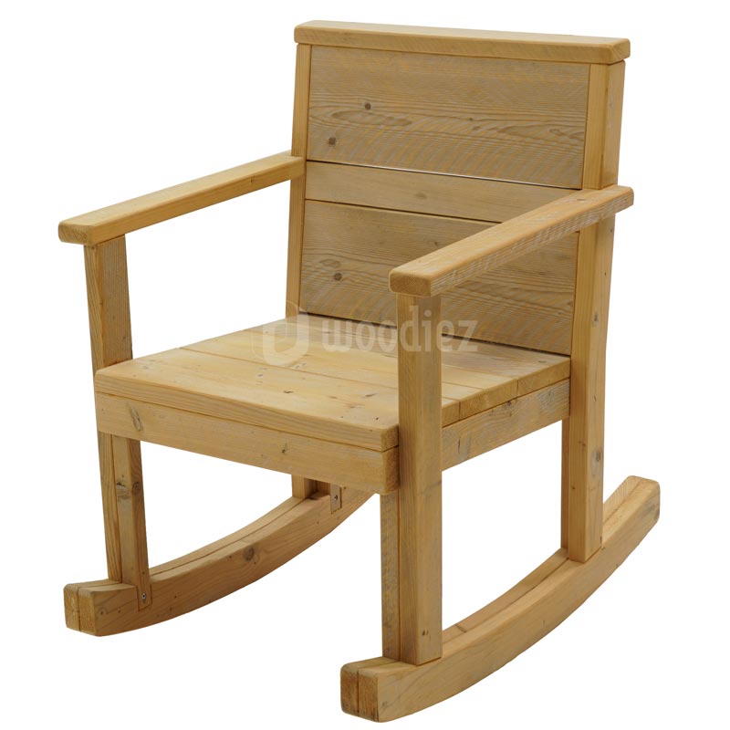 Moderne steigerhouten schommelstoel