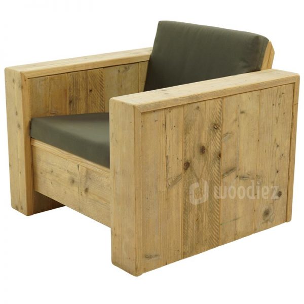 Steigerhouten loungestoel met antraciete weerbestendige kussens