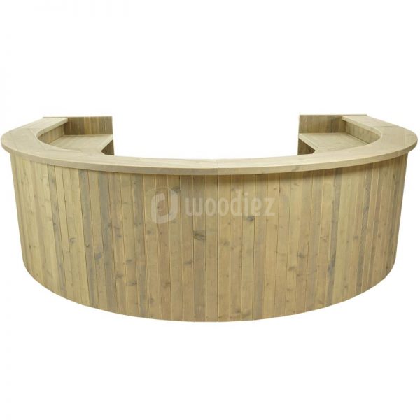 Unieke half ronde bar van steigerhout met open achterkant