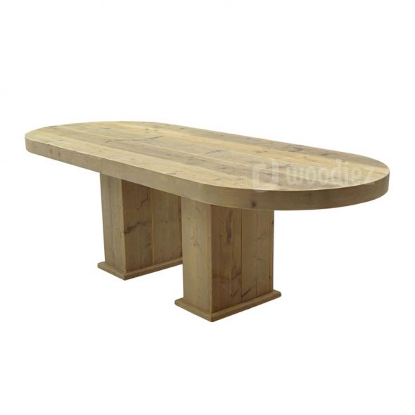 XL tafel steigerhout met afgerond tafelblad huren