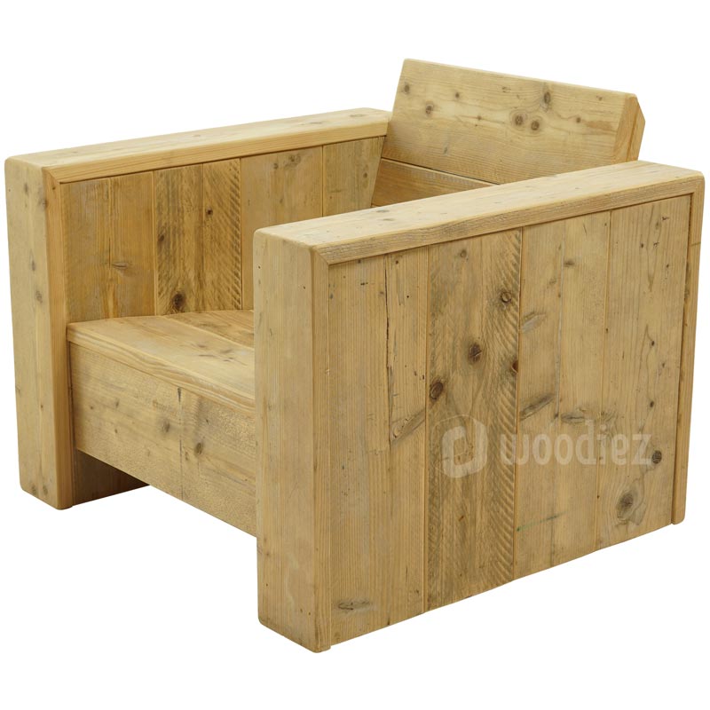 Robuuste steigerhouten loungestoel op maat
