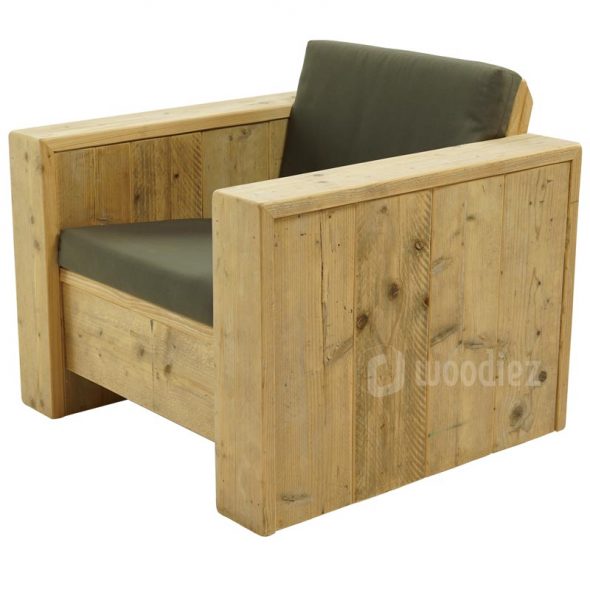 Steigerhouten loungestoel met kussens op maat