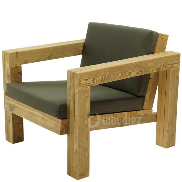 Steigerhouten loungestoel met kussens op maat kopen